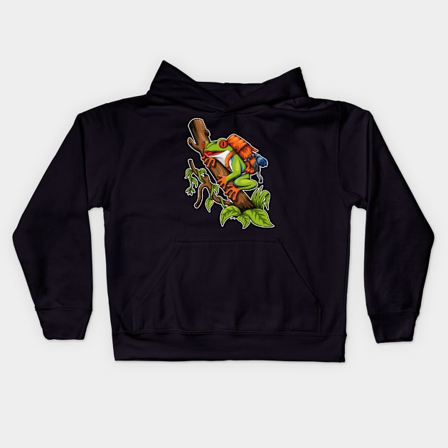 Frog Tree Backpacker Kids Hoodie by JagatKreasi